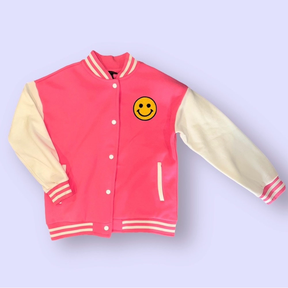 NWOT Peachy Pink Bomber Girls Sweatshirt (L/14)
